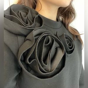 Lost Ink Top with 3D Flowers In Scuba